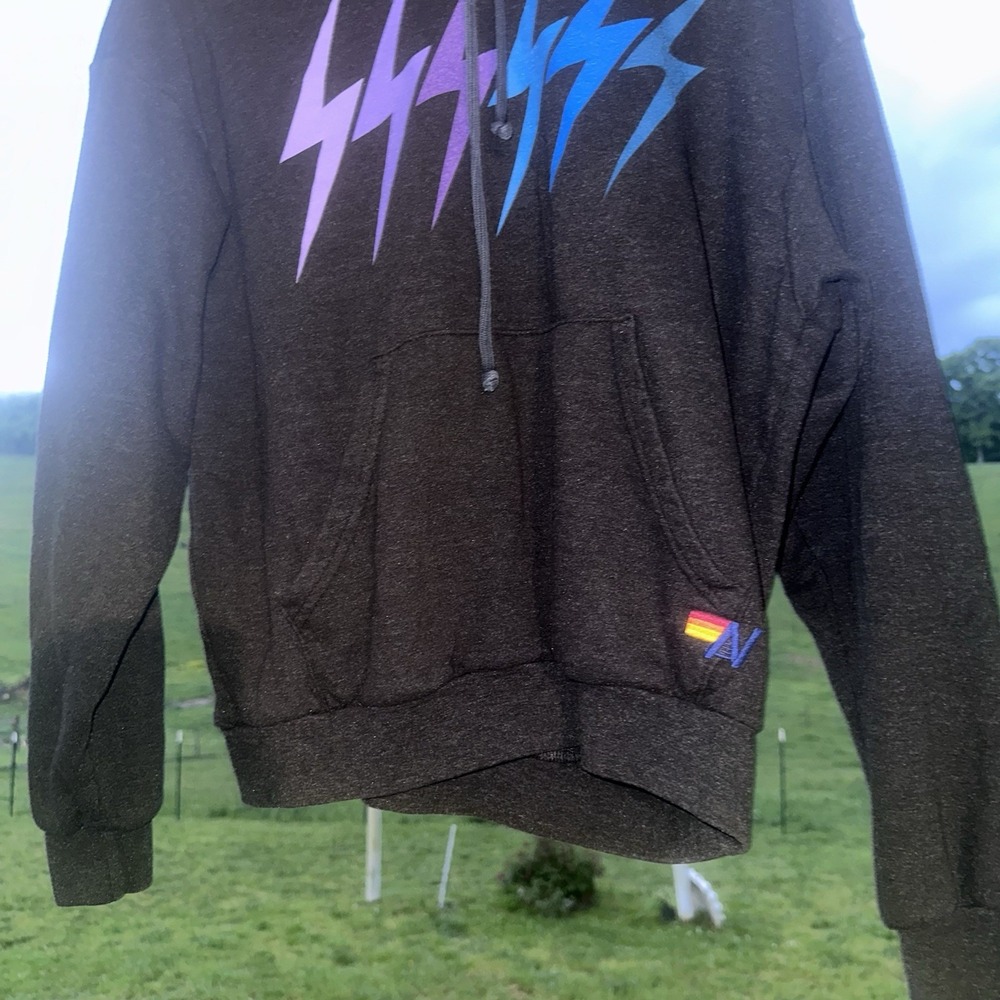 Aviator Nation Lighting Bolts Hoodie Sweatshirt USA Gray Size XSmall Adult RARE - Picture 3 of 7